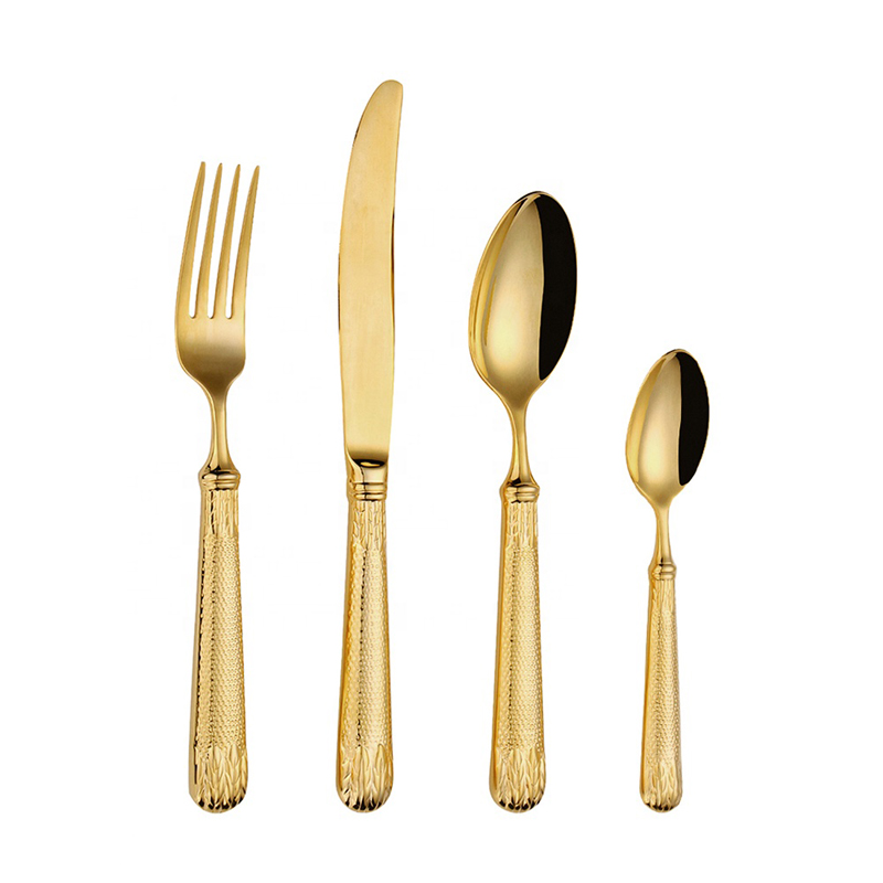 besteck set gold cutery flatware flatware 18\/10 couteau et fourchette à couverts avec pvd doré